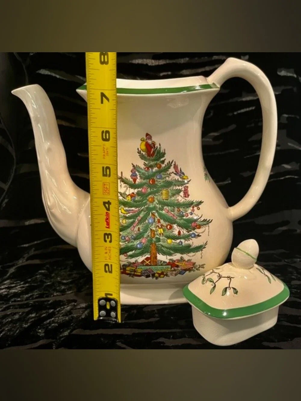 Vintage Pre-1976 Spode Christmas Tree Imperialware Coffee Pot with Acorn Lid